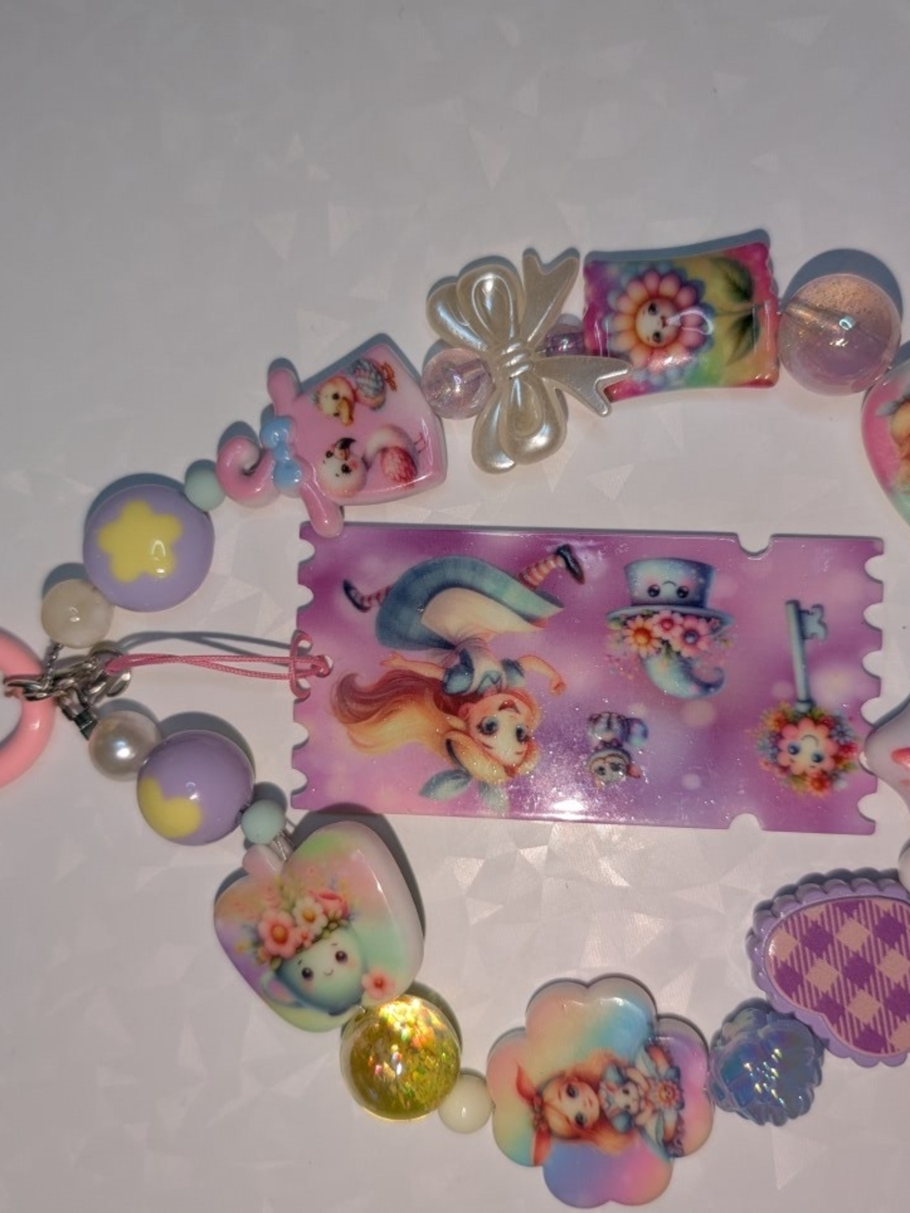 Cute Pastel Princess Bead Keychain Purple Pink Multicolor